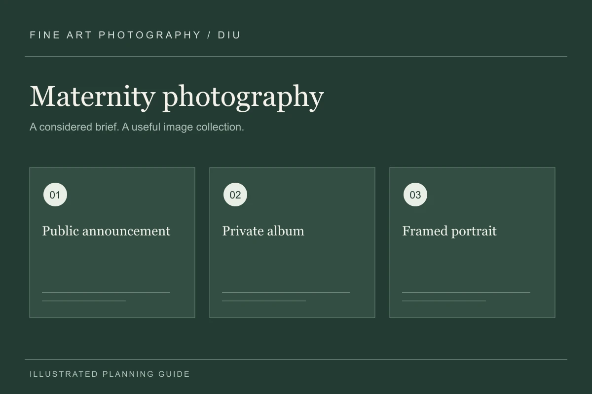 Illustrated maternity photography planning guide for Diu